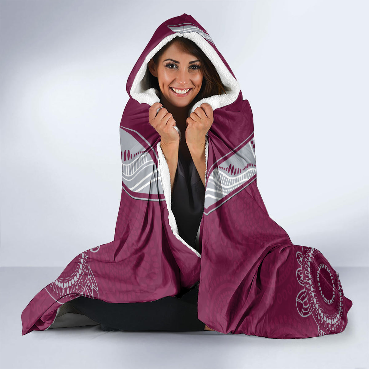 Custom NRL Sea Eagles NAIDOC Week Hooded Blanket Keep The Fire Burning Indigenous Art