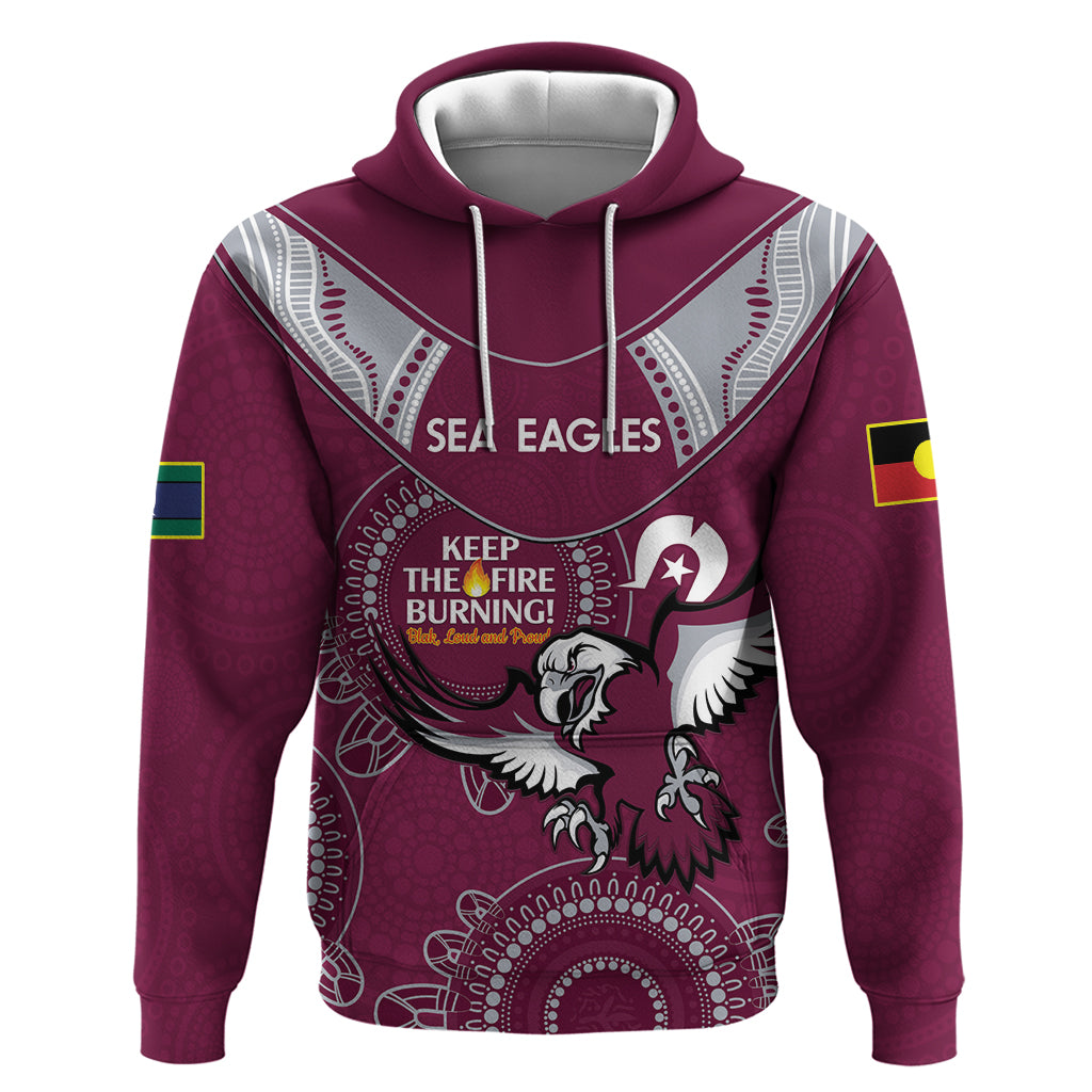Custom NRL Sea Eagles NAIDOC Week Hoodie Keep The Fire Burning Indigenous Art