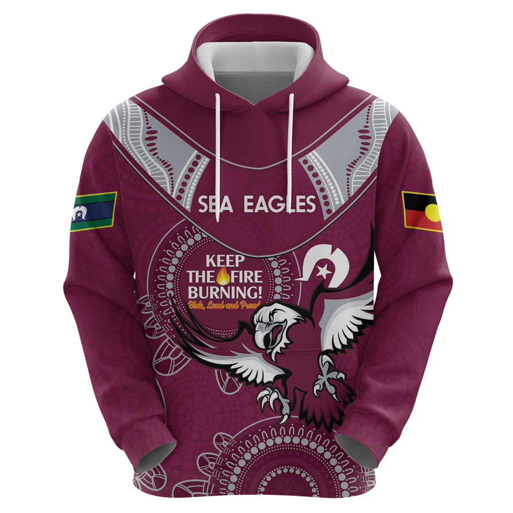 Custom NRL Sea Eagles NAIDOC Week Hoodie Keep The Fire Burning Indigenous Art