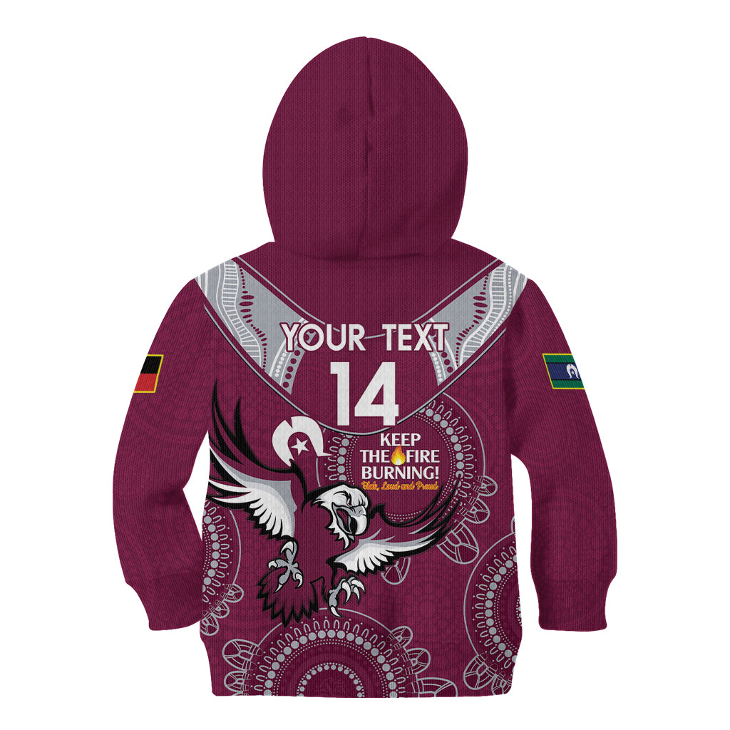 Custom NRL Sea Eagles NAIDOC Week Kid Hoodie Keep The Fire Burning Indigenous Art
