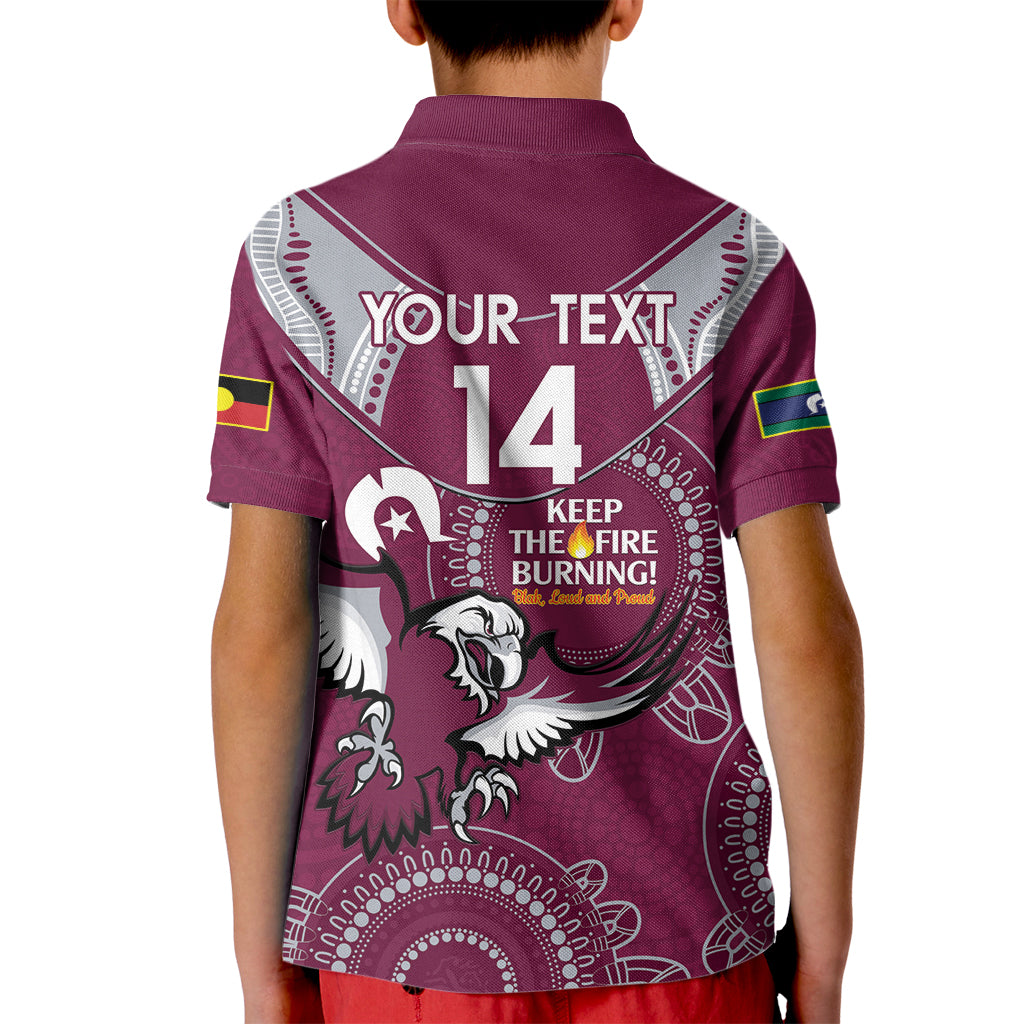 Custom NRL Sea Eagles NAIDOC Week Kid Polo Shirt Keep The Fire Burning Indigenous Art