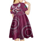 Custom NRL Sea Eagles NAIDOC Week Kid Short Sleeve Dress Keep The Fire Burning Indigenous Art