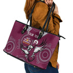 Custom NRL Sea Eagles NAIDOC Week Leather Tote Bag Keep The Fire Burning Indigenous Art