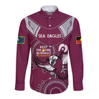 Custom NRL Sea Eagles NAIDOC Week Long Sleeve Button Shirt Keep The Fire Burning Indigenous Art