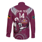Custom NRL Sea Eagles NAIDOC Week Long Sleeve Button Shirt Keep The Fire Burning Indigenous Art