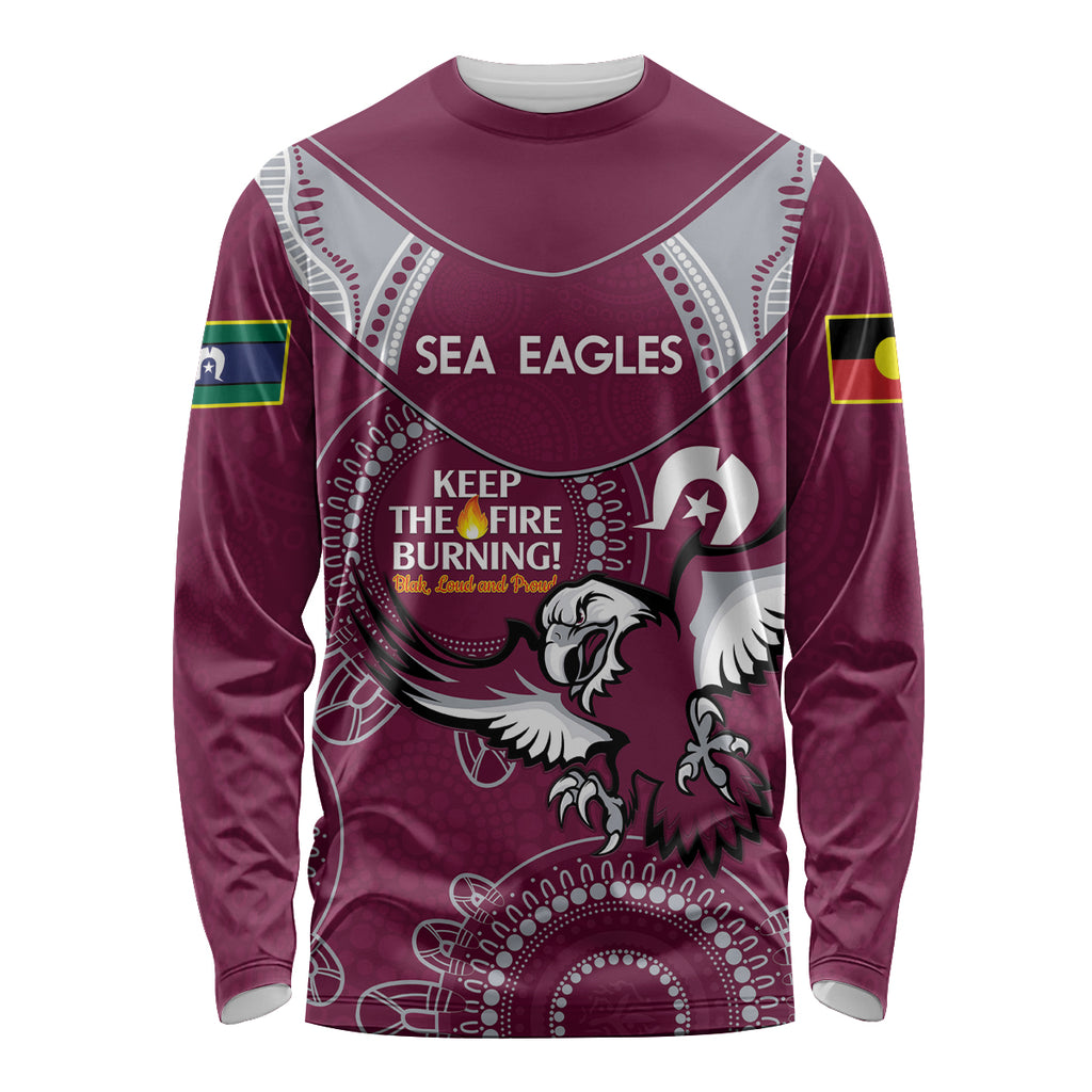 Custom NRL Sea Eagles NAIDOC Week Long Sleeve Shirt Keep The Fire Burning Indigenous Art