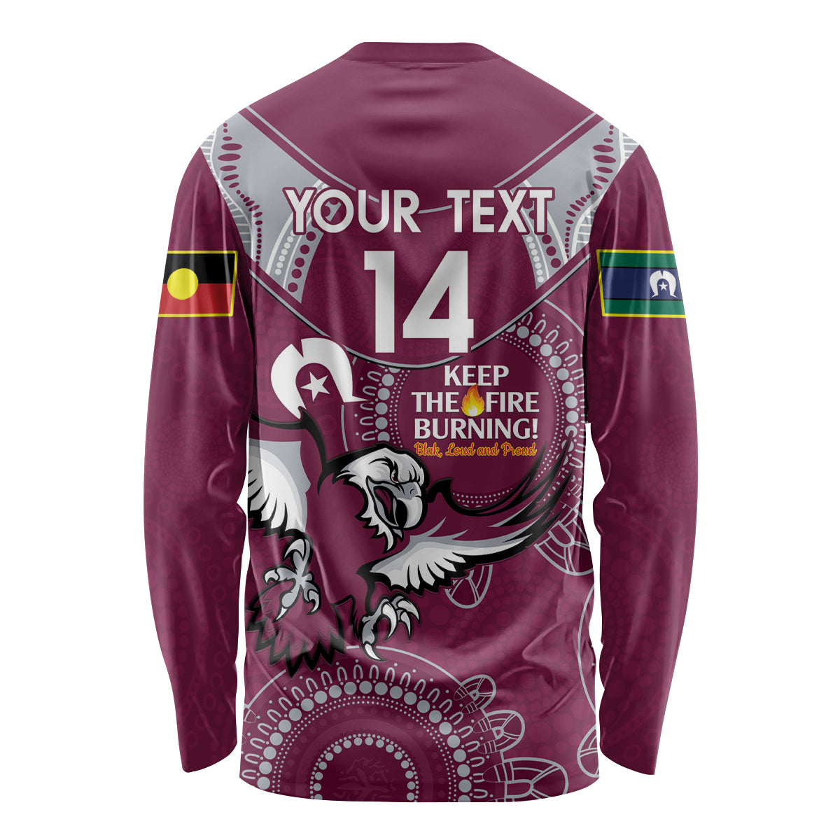 Custom NRL Sea Eagles NAIDOC Week Long Sleeve Shirt Keep The Fire Burning Indigenous Art