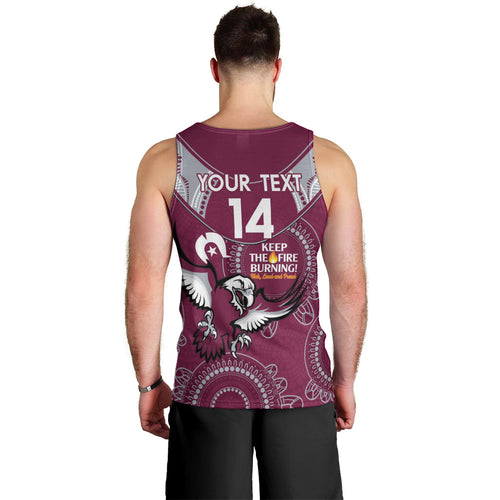 Custom NRL Sea Eagles NAIDOC Week Men Tank Top Keep The Fire Burning Indigenous Art