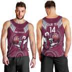 Custom NRL Sea Eagles NAIDOC Week Men Tank Top Keep The Fire Burning Indigenous Art