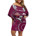 Custom NRL Sea Eagles NAIDOC Week Off Shoulder Short Dress Keep The Fire Burning Indigenous Art
