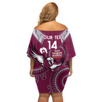 Custom NRL Sea Eagles NAIDOC Week Off Shoulder Short Dress Keep The Fire Burning Indigenous Art