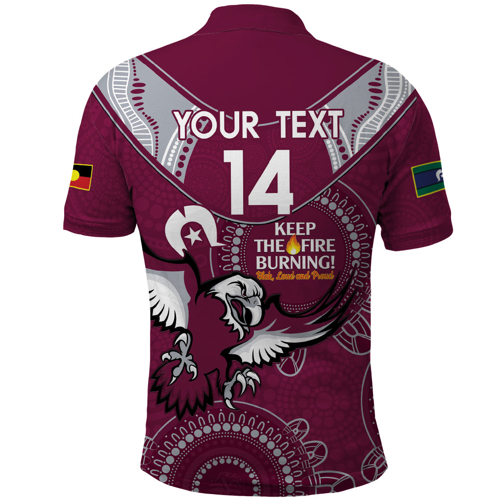 Custom NRL Sea Eagles NAIDOC Week Polo Shirt Keep The Fire Burning Indigenous Art
