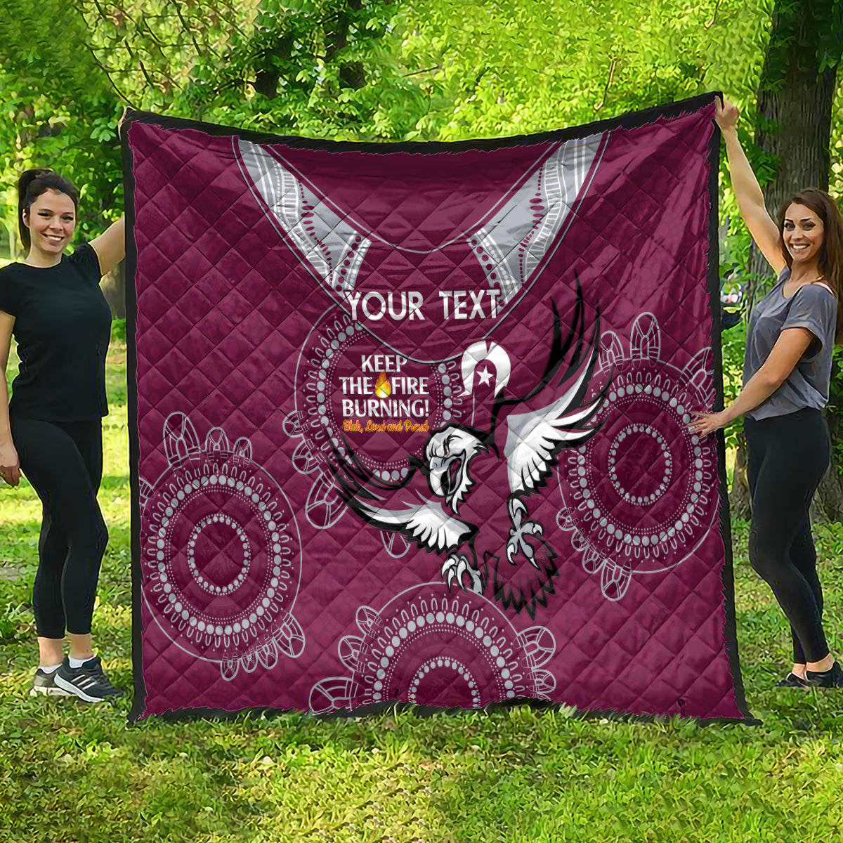 Custom NRL Sea Eagles NAIDOC Week Quilt Keep The Fire Burning Indigenous Art