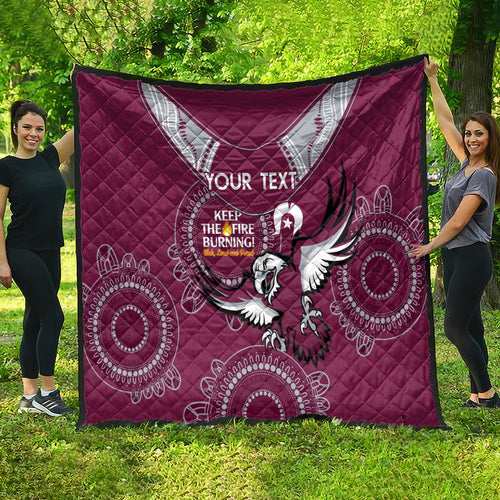 Custom NRL Sea Eagles NAIDOC Week Quilt Keep The Fire Burning Indigenous Art