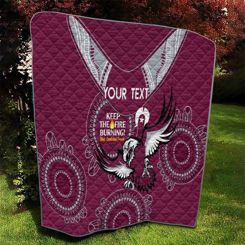 Custom NRL Sea Eagles NAIDOC Week Quilt Keep The Fire Burning Indigenous Art