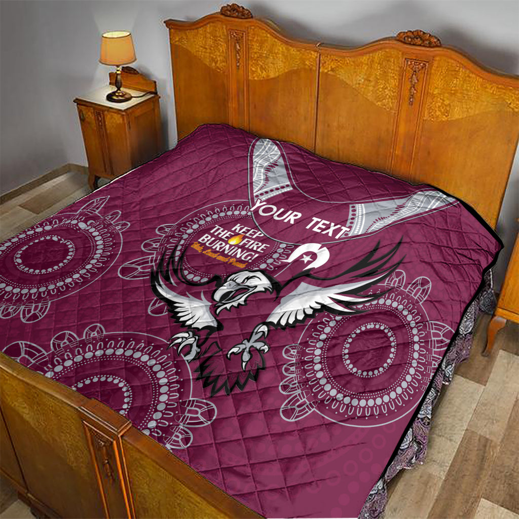 Custom NRL Sea Eagles NAIDOC Week Quilt Keep The Fire Burning Indigenous Art