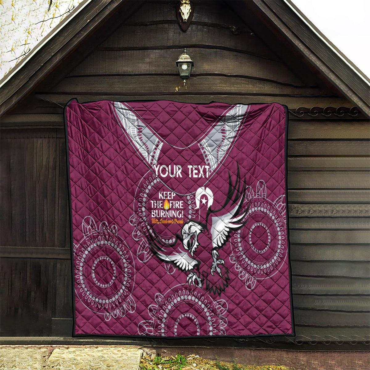 Custom NRL Sea Eagles NAIDOC Week Quilt Keep The Fire Burning Indigenous Art