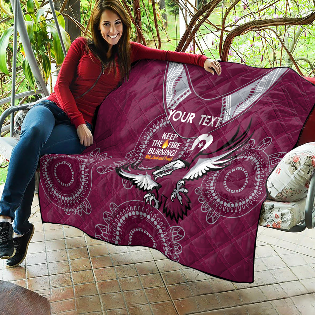 Custom NRL Sea Eagles NAIDOC Week Quilt Keep The Fire Burning Indigenous Art