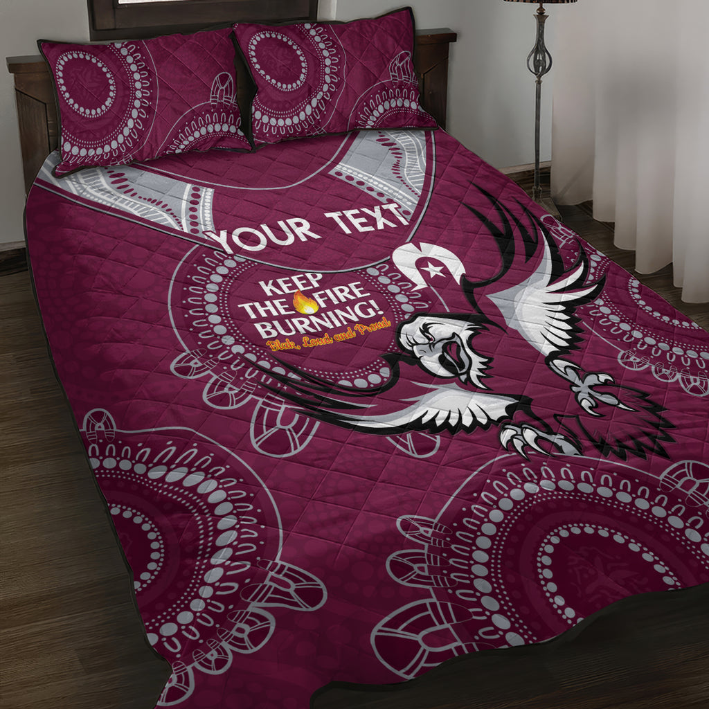 Custom NRL Sea Eagles NAIDOC Week Quilt Bed Set Keep The Fire Burning Indigenous Art