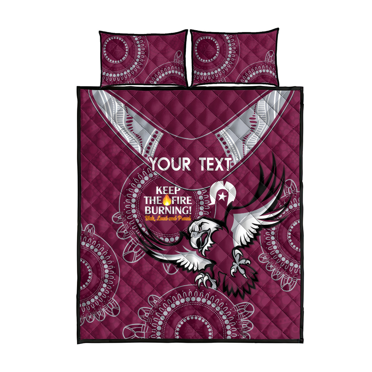 Custom NRL Sea Eagles NAIDOC Week Quilt Bed Set Keep The Fire Burning Indigenous Art