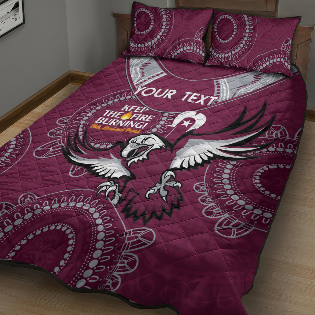 Custom NRL Sea Eagles NAIDOC Week Quilt Bed Set Keep The Fire Burning Indigenous Art