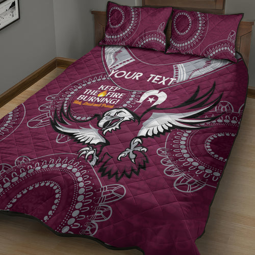 Custom NRL Sea Eagles NAIDOC Week Quilt Bed Set Keep The Fire Burning Indigenous Art