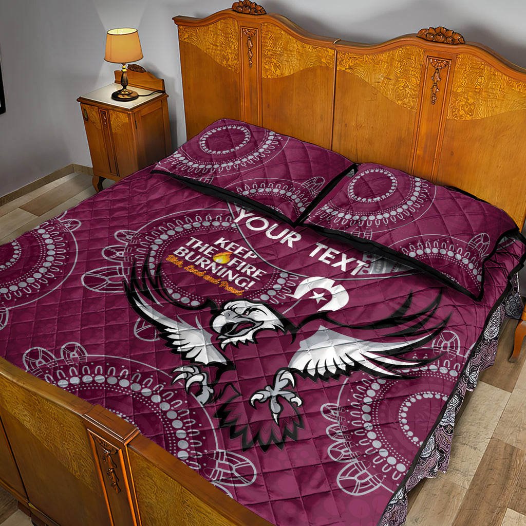 Custom NRL Sea Eagles NAIDOC Week Quilt Bed Set Keep The Fire Burning Indigenous Art
