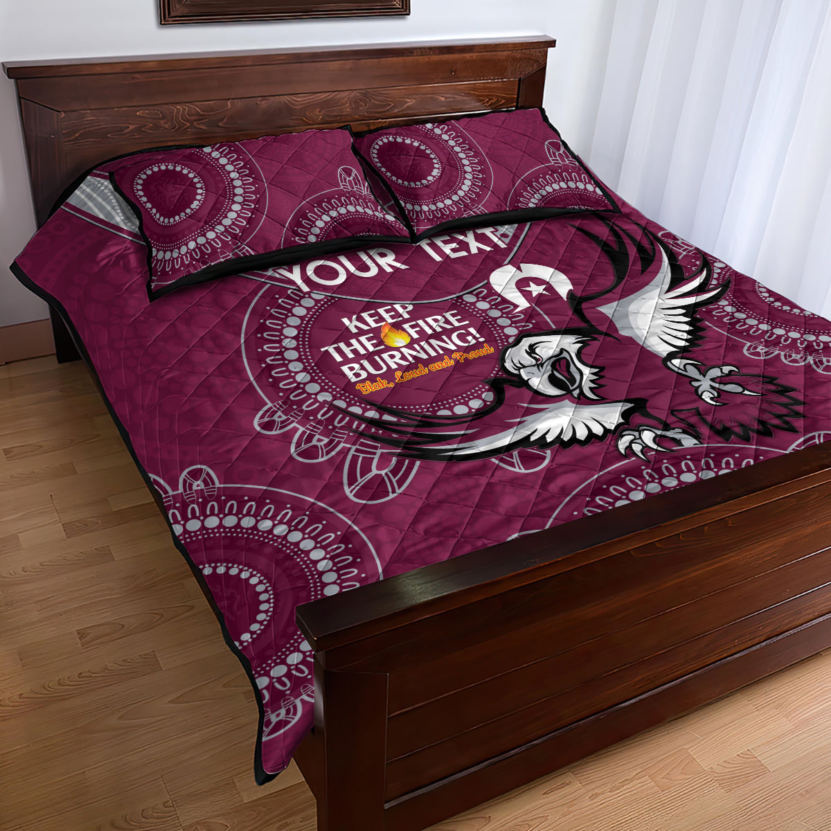 Custom NRL Sea Eagles NAIDOC Week Quilt Bed Set Keep The Fire Burning Indigenous Art