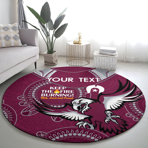 Custom NRL Sea Eagles NAIDOC Week Round Carpet Keep The Fire Burning Indigenous Art