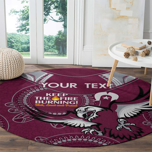 Custom NRL Sea Eagles NAIDOC Week Round Carpet Keep The Fire Burning Indigenous Art