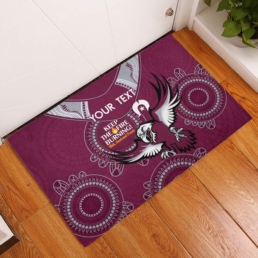 Custom NRL Sea Eagles NAIDOC Week Rubber Doormat Keep The Fire Burning Indigenous Art