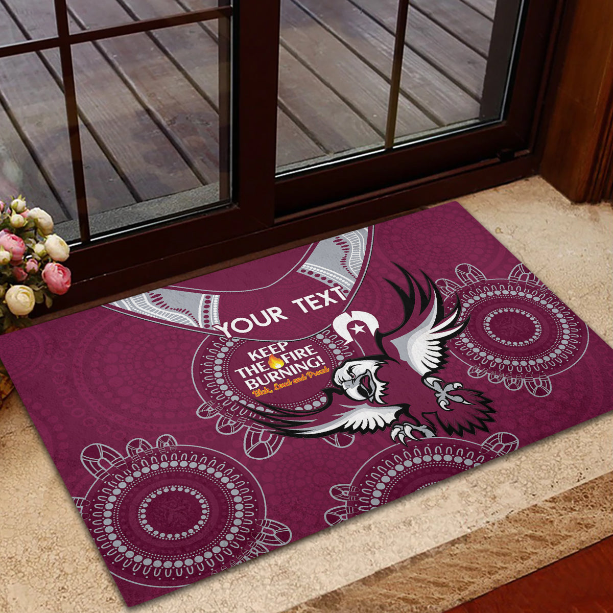 Custom NRL Sea Eagles NAIDOC Week Rubber Doormat Keep The Fire Burning Indigenous Art