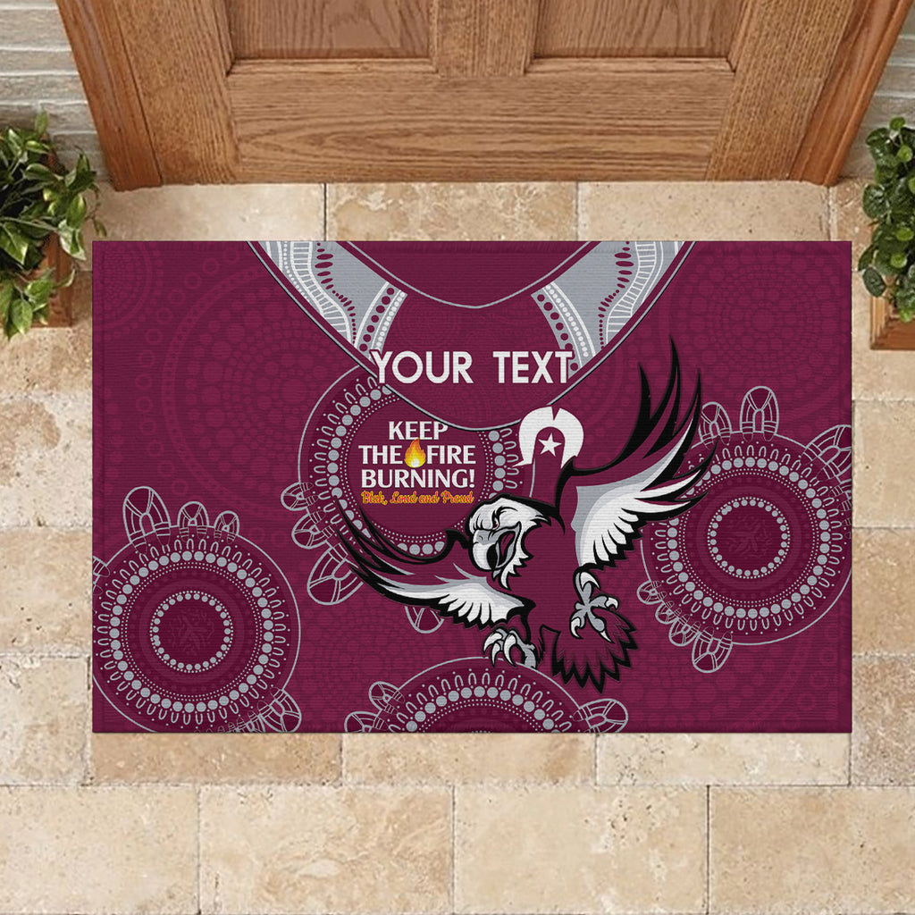 Custom NRL Sea Eagles NAIDOC Week Rubber Doormat Keep The Fire Burning Indigenous Art