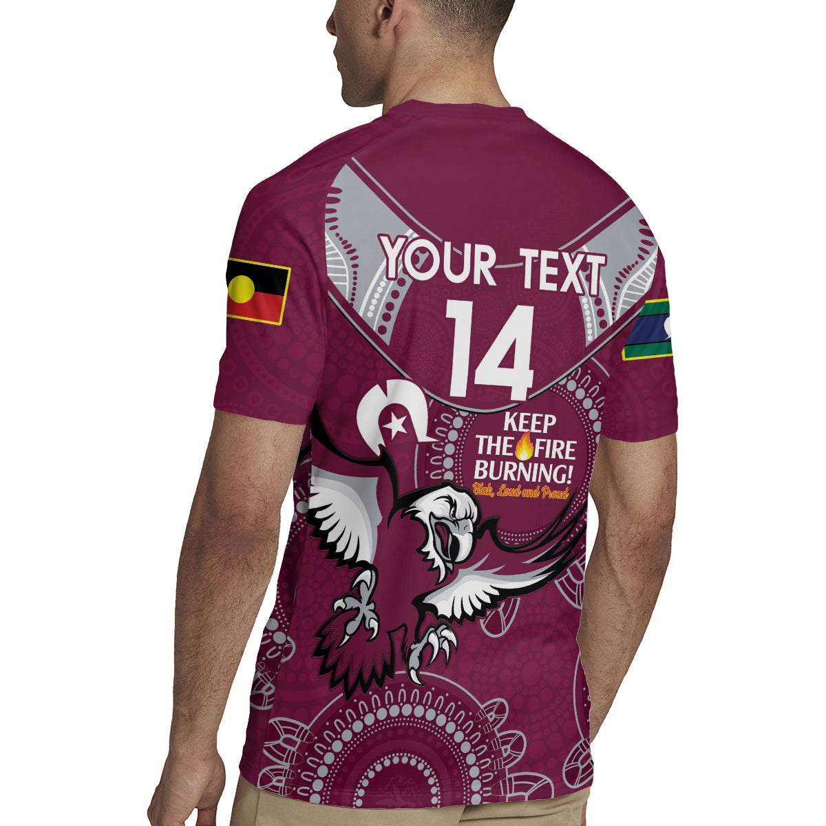 Custom NRL Sea Eagles NAIDOC Week Rugby Jersey Keep The Fire Burning Indigenous Art