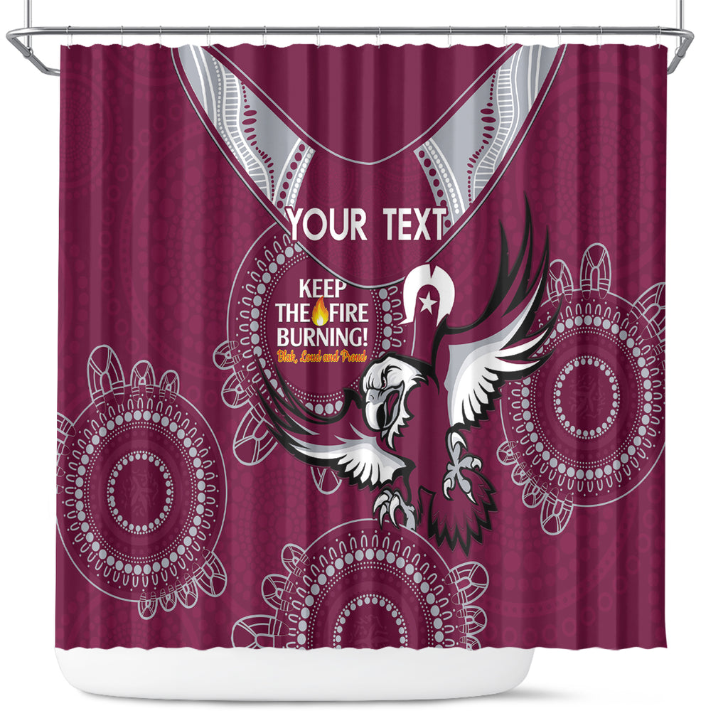 Custom NRL Sea Eagles NAIDOC Week Shower Curtain Keep The Fire Burning Indigenous Art