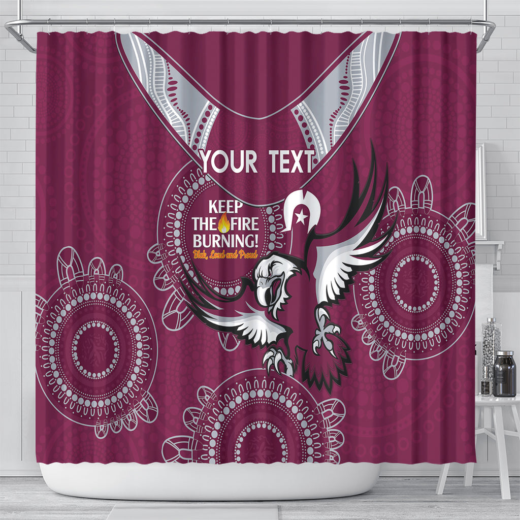 Custom NRL Sea Eagles NAIDOC Week Shower Curtain Keep The Fire Burning Indigenous Art