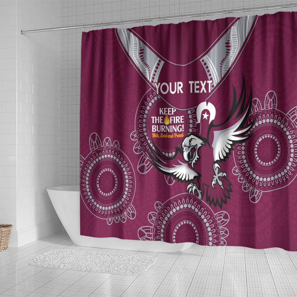 Custom NRL Sea Eagles NAIDOC Week Shower Curtain Keep The Fire Burning Indigenous Art