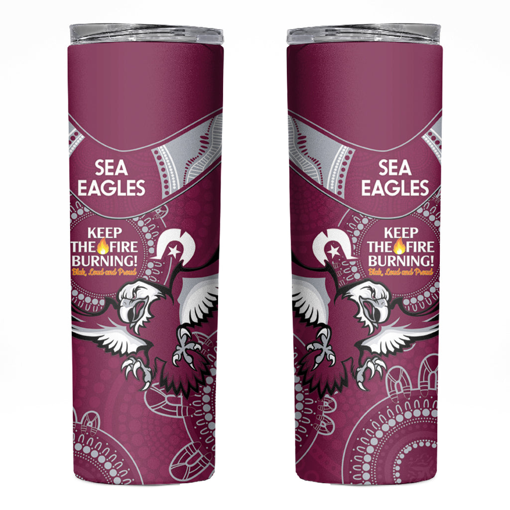 NRL Sea Eagles NAIDOC Week Skinny Tumbler Keep The Fire Burning Indigenous Art