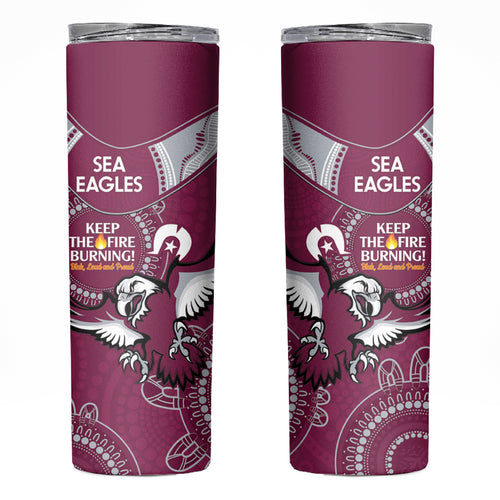 NRL Sea Eagles NAIDOC Week Skinny Tumbler Keep The Fire Burning Indigenous Art