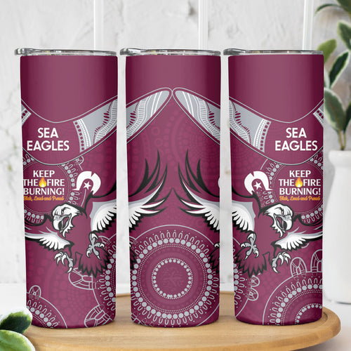 NRL Sea Eagles NAIDOC Week Skinny Tumbler Keep The Fire Burning Indigenous Art