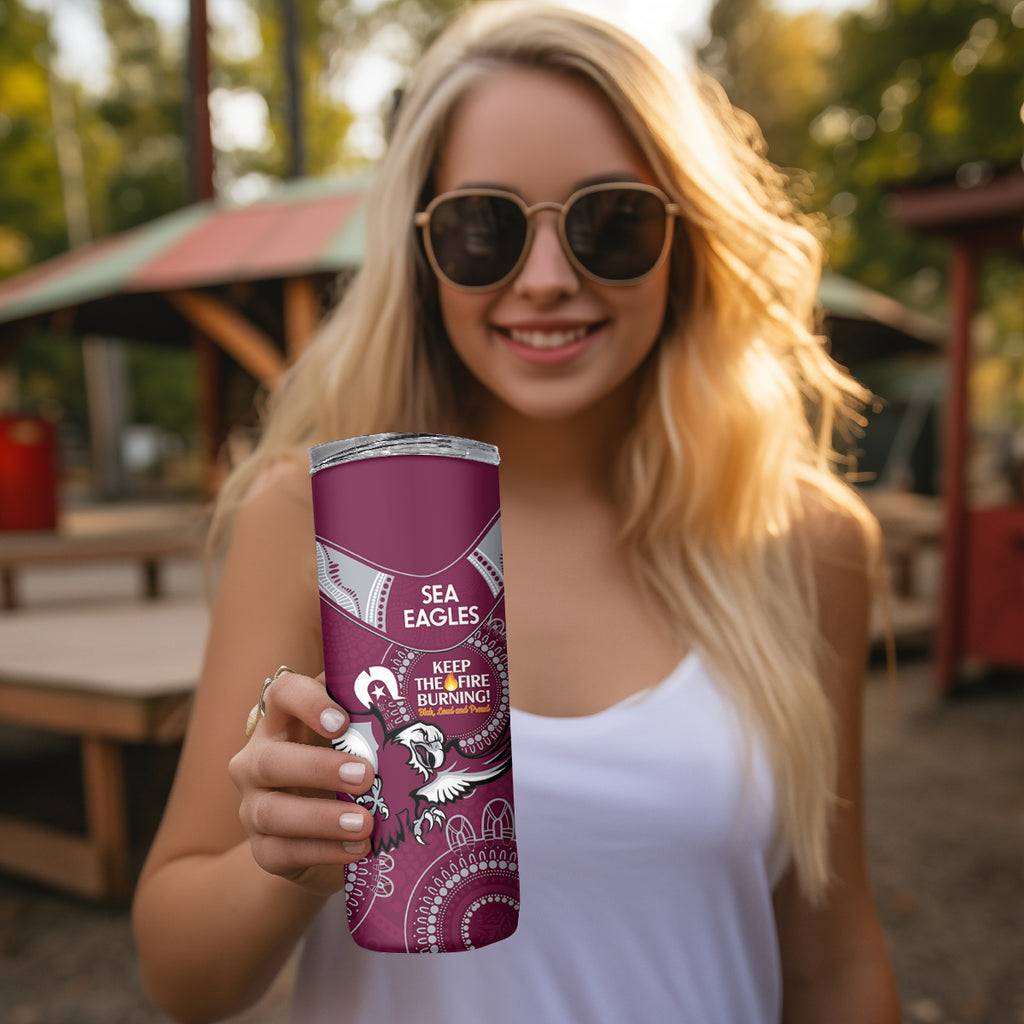 NRL Sea Eagles NAIDOC Week Skinny Tumbler Keep The Fire Burning Indigenous Art