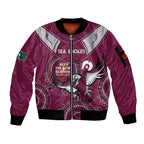 Custom NRL Sea Eagles NAIDOC Week Sleeve Zip Bomber Jacket Keep The Fire Burning Indigenous Art