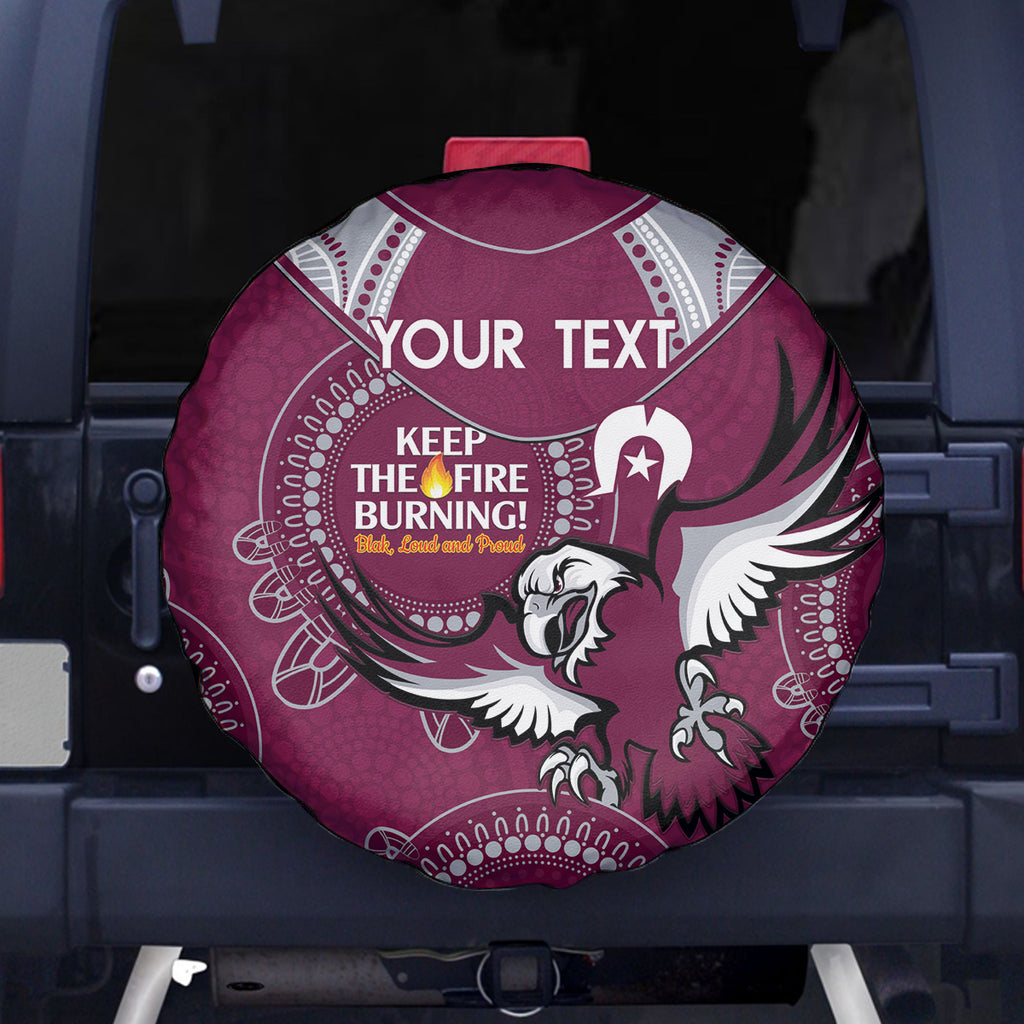 Custom NRL Sea Eagles NAIDOC Week Spare Tire Cover Keep The Fire Burning Indigenous Art