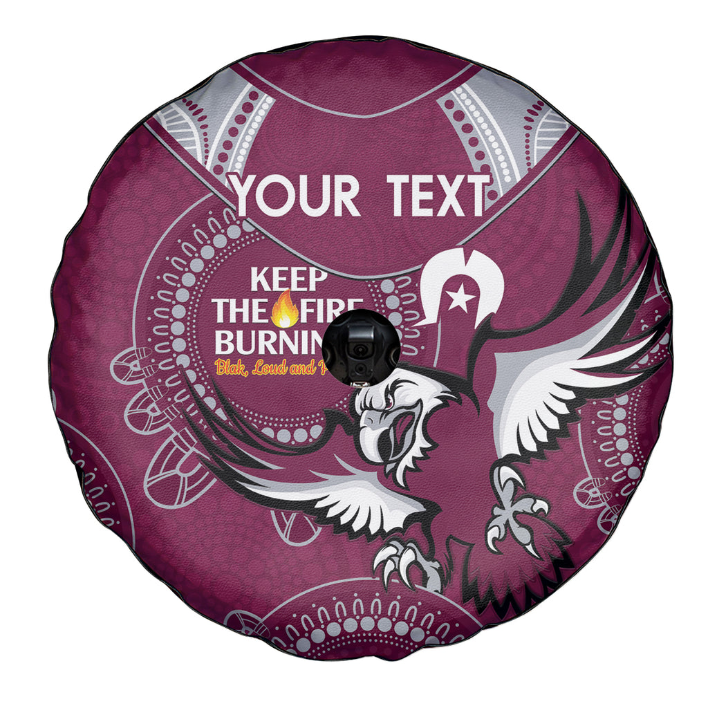 Custom NRL Sea Eagles NAIDOC Week Spare Tire Cover Keep The Fire Burning Indigenous Art