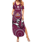Custom NRL Sea Eagles NAIDOC Week Summer Maxi Dress Keep The Fire Burning Indigenous Art