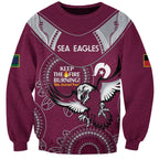 Custom NRL Sea Eagles NAIDOC Week Sweatshirt Keep The Fire Burning Indigenous Art