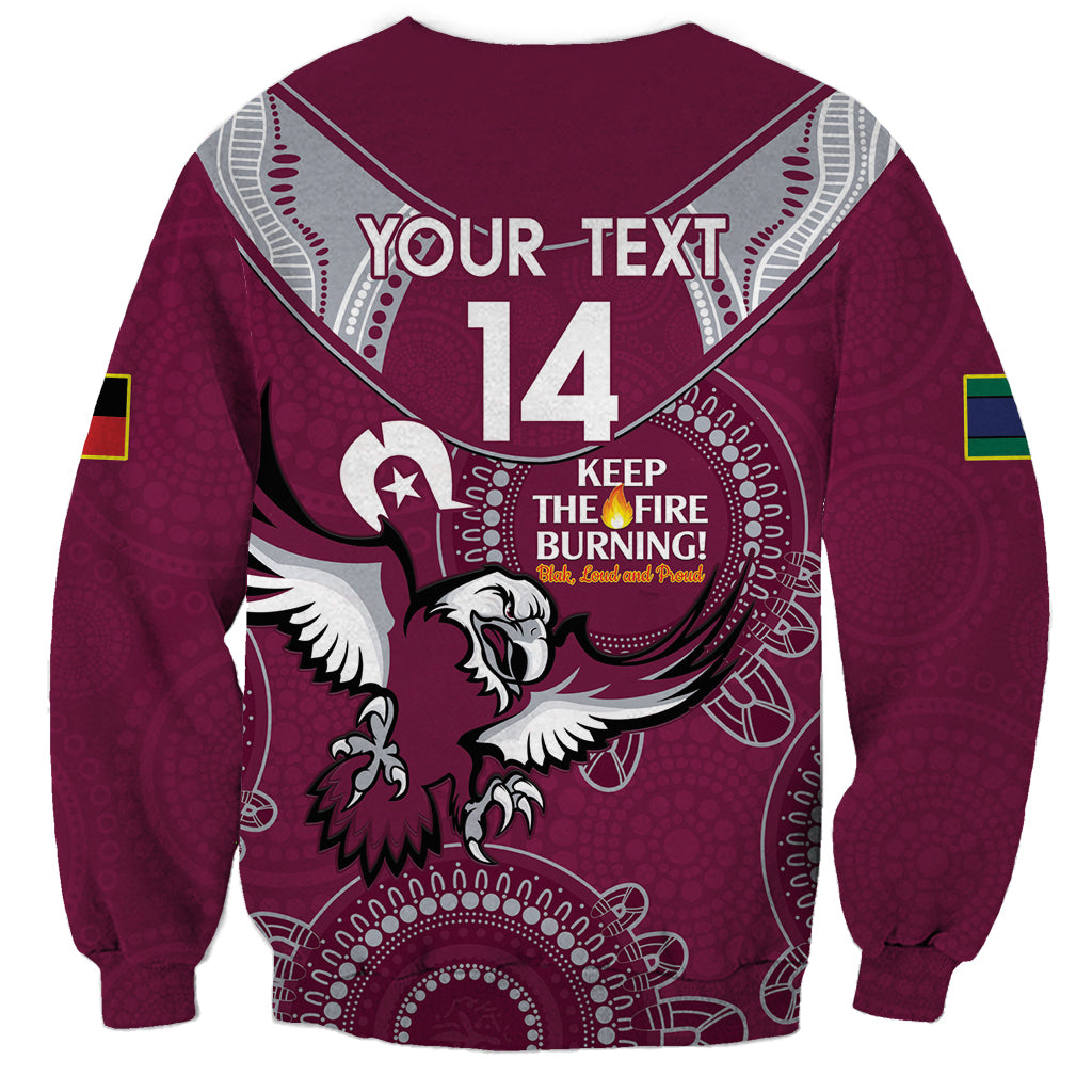 Custom NRL Sea Eagles NAIDOC Week Sweatshirt Keep The Fire Burning Indigenous Art