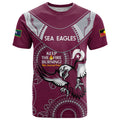 Custom NRL Sea Eagles NAIDOC Week T Shirt Keep The Fire Burning Indigenous Art
