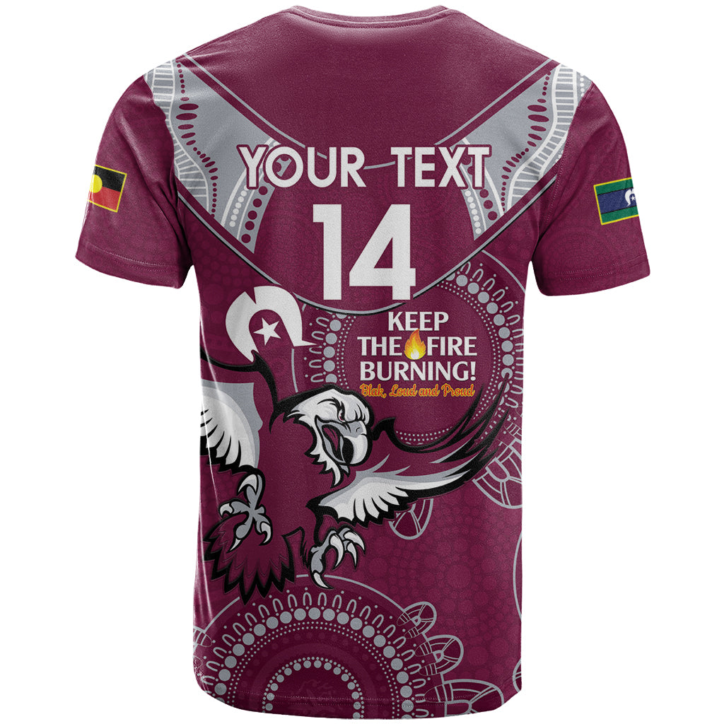 Custom NRL Sea Eagles NAIDOC Week T Shirt Keep The Fire Burning Indigenous Art