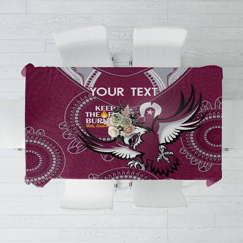 Custom NRL Sea Eagles NAIDOC Week Tablecloth Keep The Fire Burning Indigenous Art